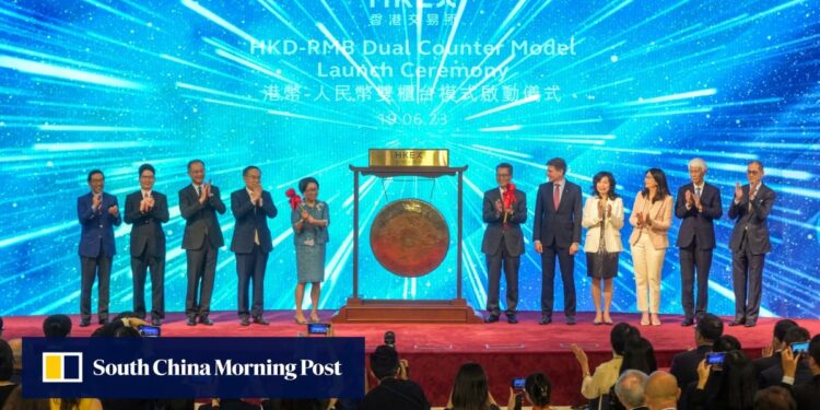 24 Hong Kong-listed stocks start transactions in dollars and yuan – South China Morning Post