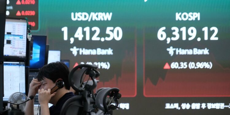 Asian shares are mixed after gains on Wall Street, while oil prices climb