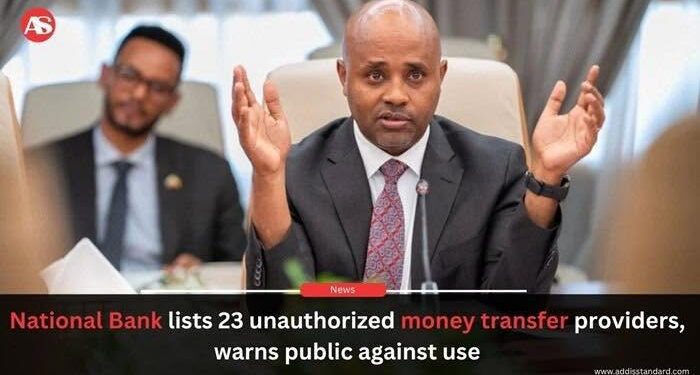 News: #National_Bank lists 23 unauthorized money transfer providers, warns public against use The National Bank of #Ethiopia (#NBE) has identified 23 unauthorized money transfer service providers and warned the public against engaging with them, accor – facebook.com